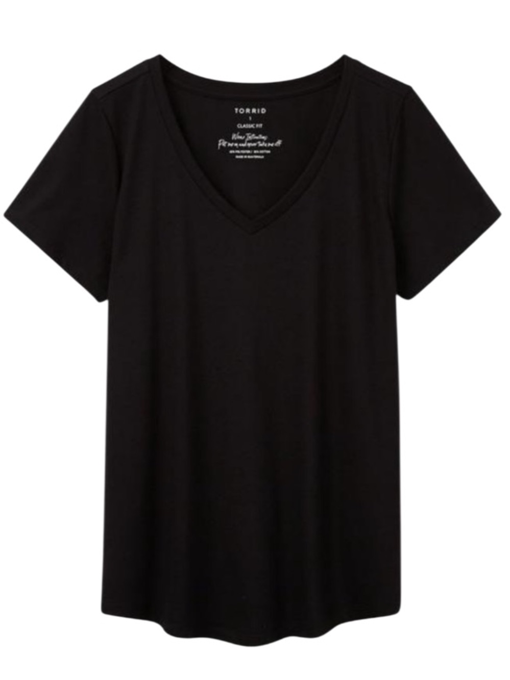 Torrid Black Girlfriend V-Neck Tee Modal Blend Classic Fit Size 6X NWT